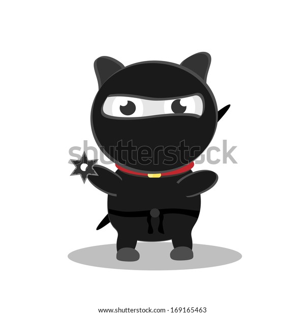 Cute Cartoon Cat Ninja Vector Stock Vector (Royalty Free) 169165463