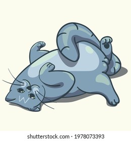 cute cartoon cat on its back