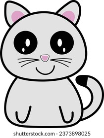 Cute cartoon cat on a white background. Vector illustration. yellow blue colour