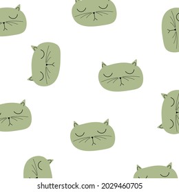 Cute cartoon cat patten. Vector illustration 