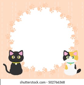 cute cartoon cat , pink note papers. Vector illustration