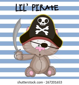 Cute cartoon Cat in a pirate hat
