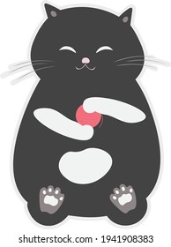 Cute cartoon cat playing with the ball of yarn vector illustration