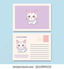 Cute Cartoon Cat Postcard Illustration