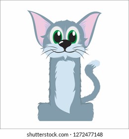 cute cartoon cat shaped like number one.