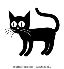Cute cartoon cat silhouette. vector illustration