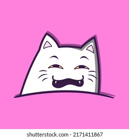 Cute Cartoon Cat With Silly Face