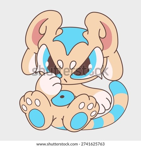 Cute cartoon cat sitting. Funny character. Cartoon character design. EPS 10.