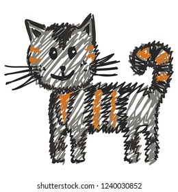 Cute cartoon cat. Sketch. Vector illustration