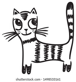 Cute Cartoon Cat Sketch Vector Illustration Stock Vector (Royalty Free ...