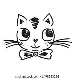 Cute cartoon cat. Sketch. Vector illustration
