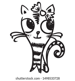 Cute cartoon cat. Sketch. Vector illustration