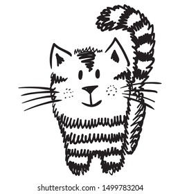 Cute cartoon cat. Sketch. Vector illustration