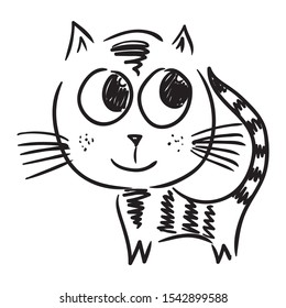 Cute cartoon cat. Sketch. Vector illustration