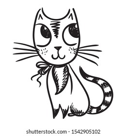 Cute cartoon cat. Sketch. Vector illustration