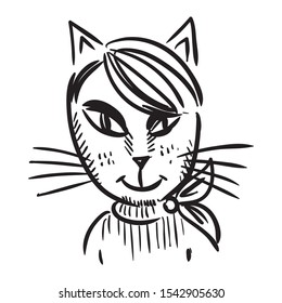 Cute cartoon cat. Sketch. Vector illustration