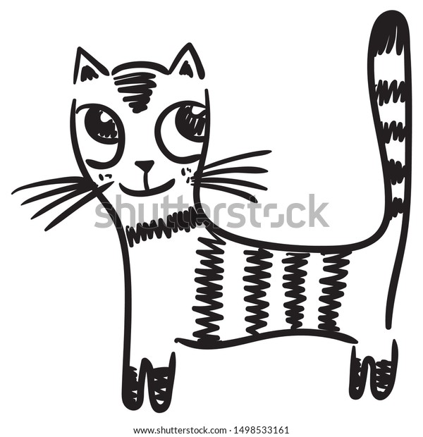 Cute Cartoon Cat Sketch Vector Illustration Stock Vector (Royalty Free ...