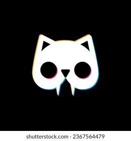 Cute Cartoon Cat Skull. Vector Illustration For Backgrounds, Logos, Stickers, Labels, Tags And Other Design.