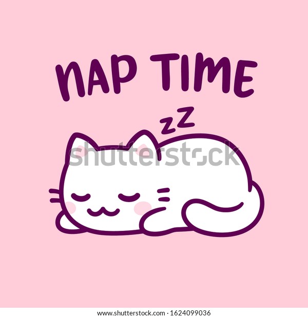 Cute Cartoon Cat Sleeping Text Nap のベクター画像素材 ロイヤリティフリー