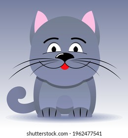 cute cartoon cat. cute smiling gray kitten. layout for your projects. vector