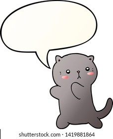 cute cartoon cat with speech bubble in smooth gradient style