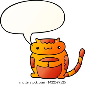 cute cartoon cat with speech bubble in smooth gradient style