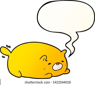 cute cartoon cat with speech bubble in smooth gradient style
