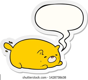 lindo gato de dibujos animados con pegatina de burbujas de voz