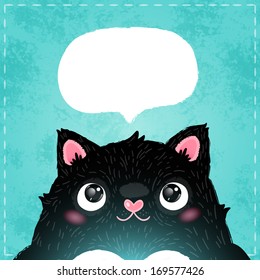 Cute cartoon cat with speech bubble