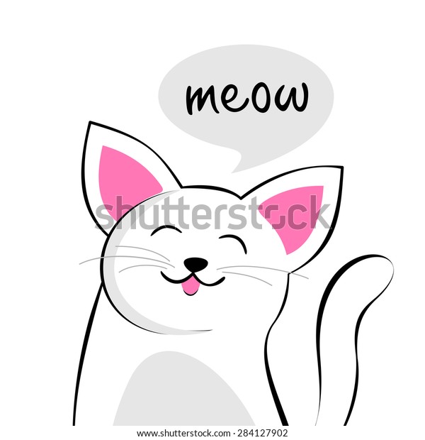 Cute Cartoon Cat Speech Bubble Saying Image Vectorielle De Stock Libre De Droits