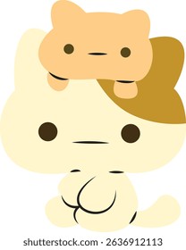Cute Cartoon Cat Stacked Kittens