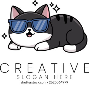Cute cartoon cat in sunglasses perfect for summer designs or pet related projects cool illustration