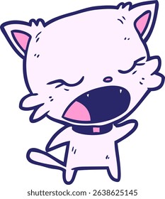 cute cartoon cat talking in bright neon colors