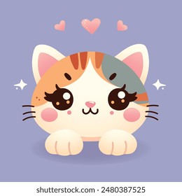 Cute cartoon cat. Template for banner, poster, flayers or greeting card. Cat day. Flat design style. Vector illustration