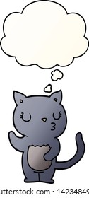 cute cartoon cat with thought bubble in smooth gradient style