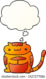 cute cartoon cat with thought bubble in smooth gradient style