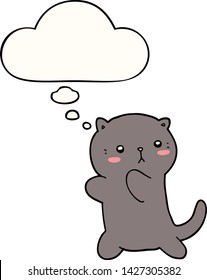 süße Cartoon-Katze mit Denkblase