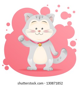 Cute cartoon cat toy vector card