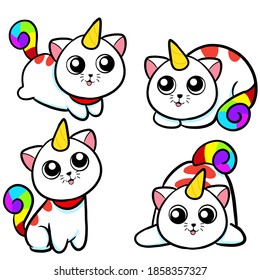 Cute Cartoon Cat Unicorn Caticorn Catunicorn
