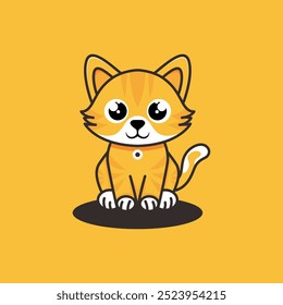 Cute Cartoon Cat Vector Icon Illustration