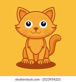 Cute Cartoon Cat Vector Icon Illustration