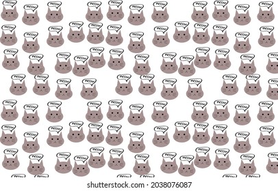 Iconos vectores de gatos de dibujos animados, Patrón y fondo sin soldadura