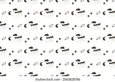 Cute Cartoon Cat Vektorsymbole, Nahtlose Muster und Hintergrund