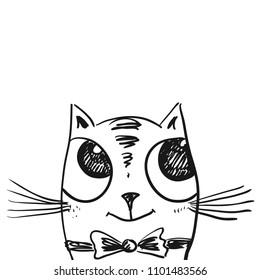 Cute cartoon cat. Vector illustration