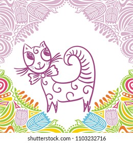 Cute cartoon cat. Vector illustration