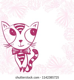Cute cartoon cat. Vector illustration