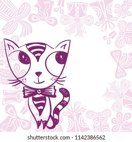 Cute cartoon cat. Vector illustration