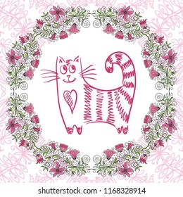 Cute cartoon cat. Vector illustration