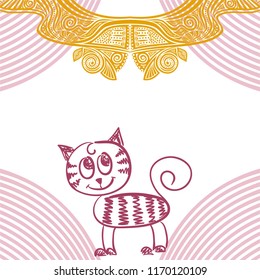 Cute cartoon cat. Vector illustration