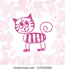 Cute cartoon cat. Vector illustration